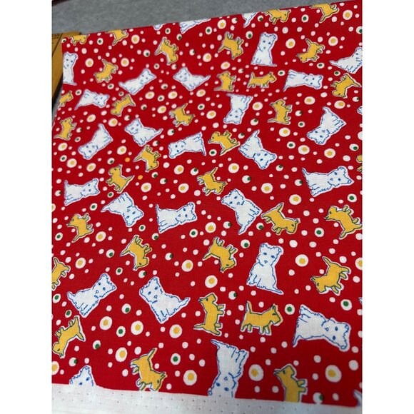 Penny Rose Toy Chest 2 Fabric 19x44" Red with Playful Cats & Polka Dot Pattern - Picture 1 of 6